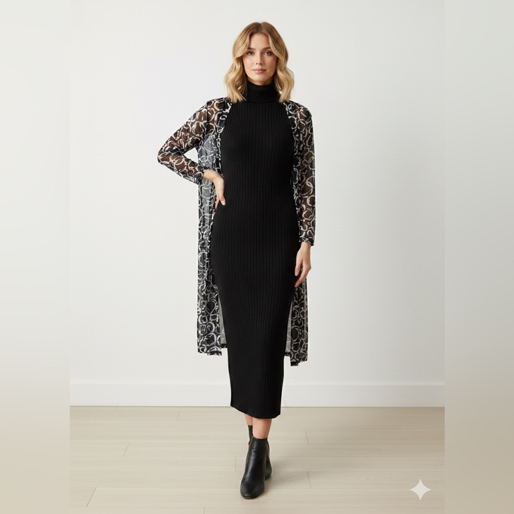 Elegant Black Sheer Patterned Overlay
